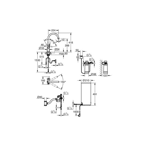 Grohe Blue Red Iı Eviye Bataryası Krom - 30079001