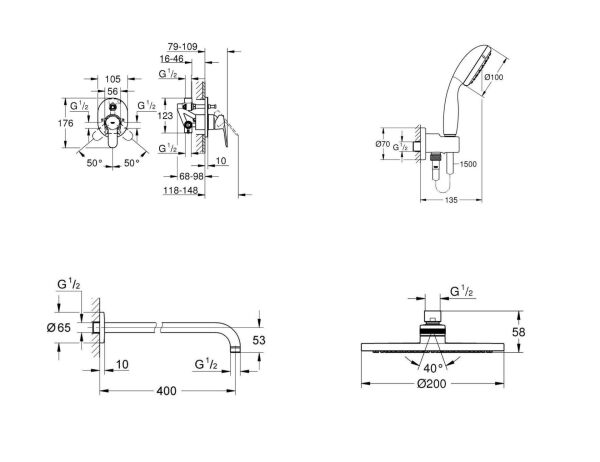 Grohe Eco Gagasız Ankastre Duş Seti - 29039000set2