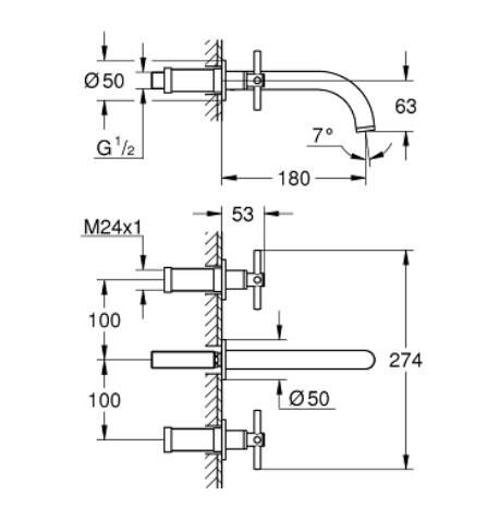 Grohe Atrio 3 Delikli Lavabo Bataryası - 20164DC3