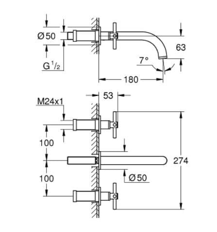 Grohe Atrio 3 Delikli Lavabo Bataryası - 20164DC3