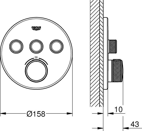 Grohe SmartControl Üç Valfli Akış Kontrollü Ankastre Banyo Bataryası - 29121DL0