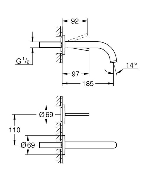 Grohe Atrio 2 Delikli Lavabo Bataryası - 19287AL3