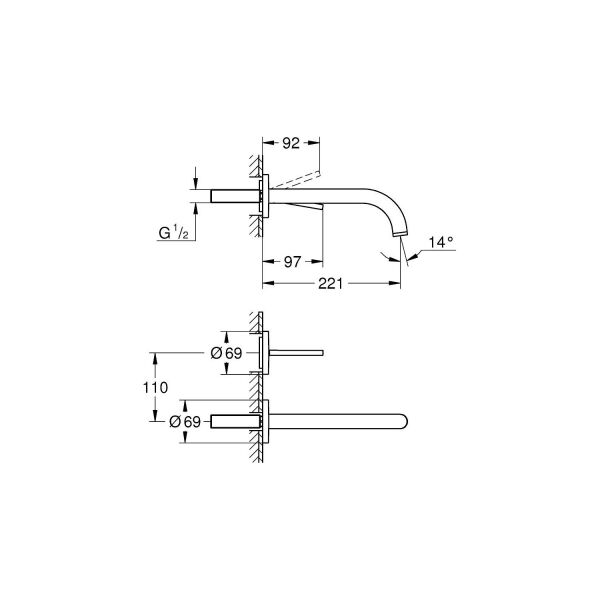 Grohe Atrio İki Delikli Ankastre Lavabo Bataryası 19918003