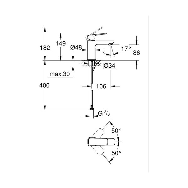 Grohe Cubeo Tek Kumandalı Lavabo Bataryası S-Boyut Grh 1016990000