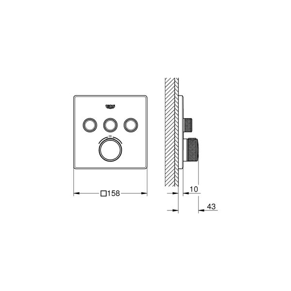 Grohe Grohtherm Smartcontrol Üç Valfli Akış Kontrollü, Ankastre Termostatik Duş Bataryası - 29126DC0