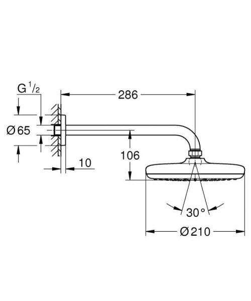 Grohe New Tempesta Tepe Duşu ve Dirseği 21 cm Krom - 26412000