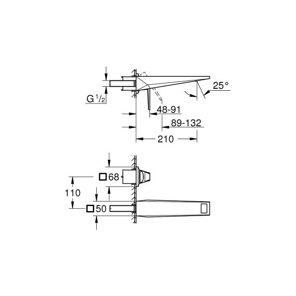 Grohe Allure Brilliant Private Collection 2 Delikli Duvardan Lavabo Bataryası M–boyut Krom – 29517000