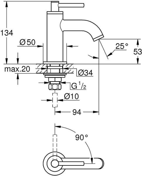 Grohe ATRIO Yeni Tip Lavabo Bataryası 20021003