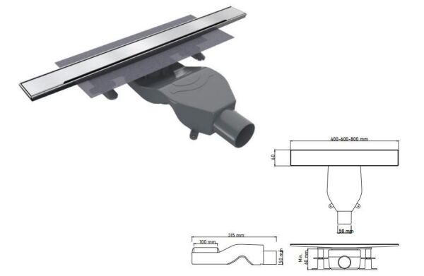 Smartlıne 40 cm Slot Inox S15 Duş Kanalı - DC0400111S15