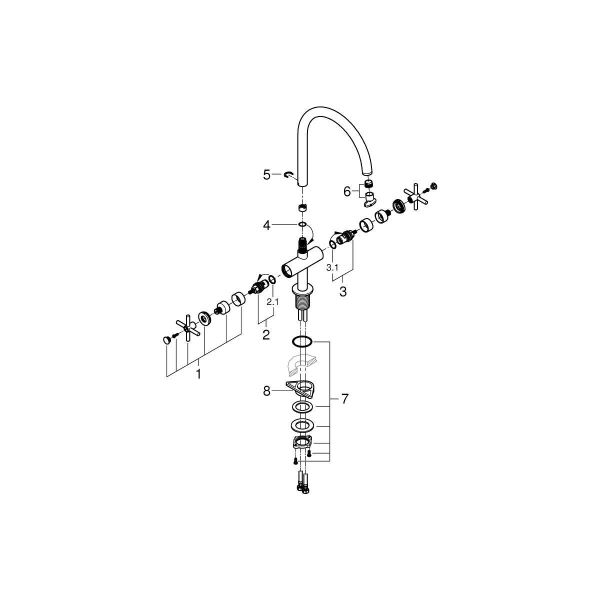 Grohe Atrio Two Handle Sink Mixer 1/2“ L-Size - 30609000