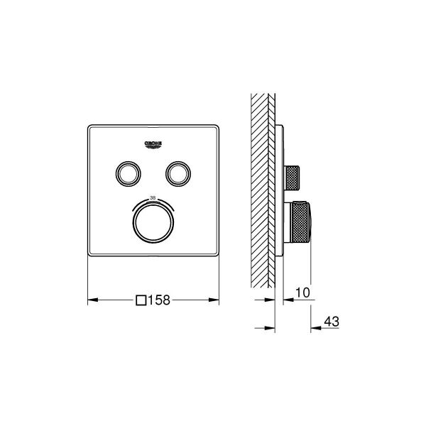 Grohe Grohtherm Smartcontrol Çift Valfli Akış Kontrollü, Ankastre Termostatik Duş Bataryası Cool Sunrise - 29124GL0