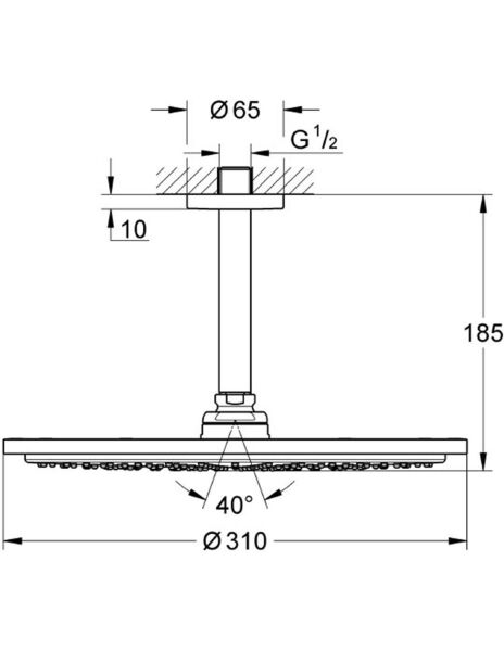 RAİNSHOWER COSMOPOLİTAN 310 TEPE DUŞU SETİ 142 MM, TEK AKIŞLI 26067A00