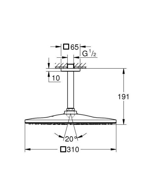 Grohe Rainshower Mono 310 Cube Tepe Duşu Seti 142 mm, Tek Akışlı - 26566DL0