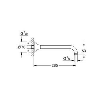 Rainshower Grandera Duş başlığı dirseği 285 mm Krom/Altın 27986IG0