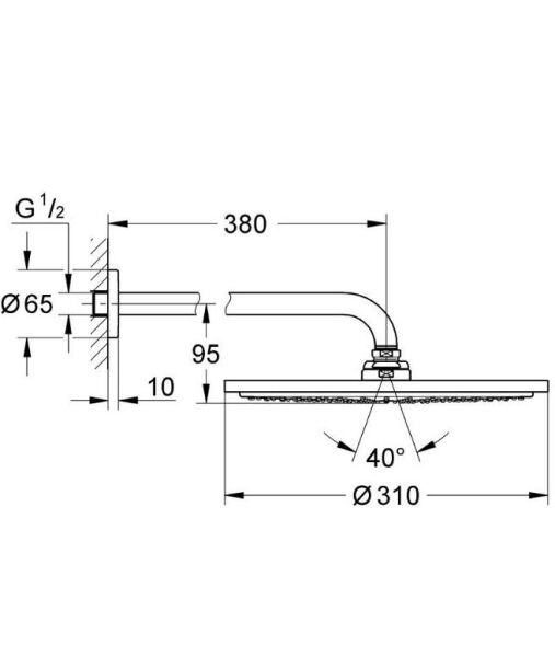 Grohe Rainshower Cosmopolitan 310 Duş Başlığı 38 cm Tek Akışlı 26066A00