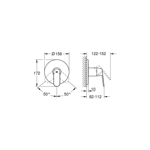 Grohe Eurosmart Cosmo. Ankastre Duş Bataryası 1 çıkışlı- 24044000