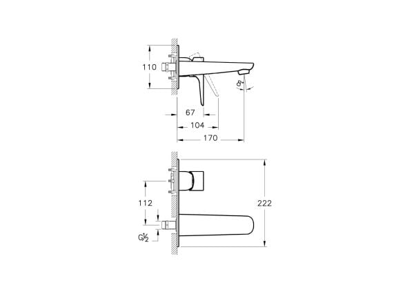 VitrA Artema X-Line Duvardan Ankastre Lavabo Bataryası Altın A4239923