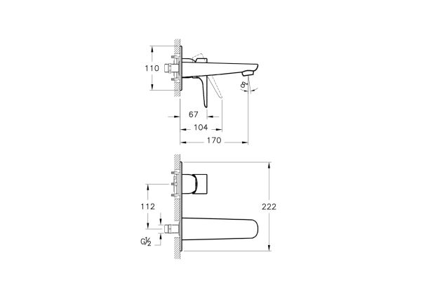 VitrA Artema X-Line Duvardan Ankastre Lavabo Bataryası Altın A4239923