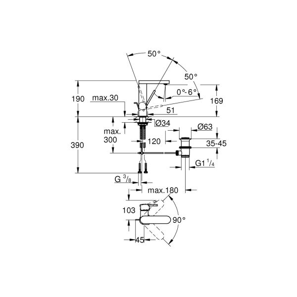 Grohe Plus Tek Kumandalı Lavabo Bataryası m-Boyut - 23871AL3