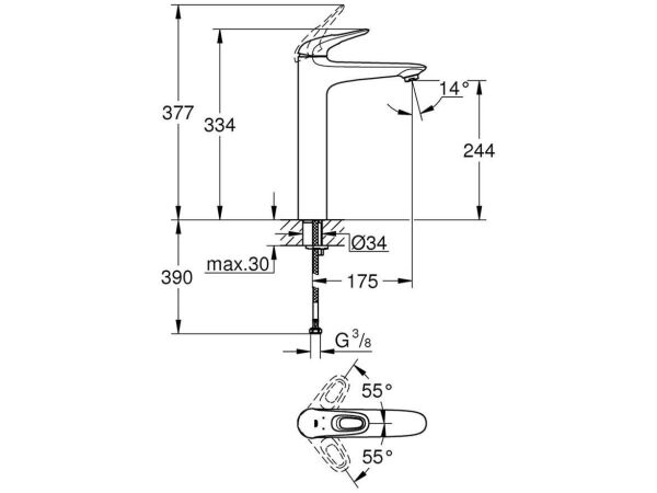Grohe Eurostyle Tek Kumandalı Lavabo Bataryası Xl-Boyut 23570Ls3