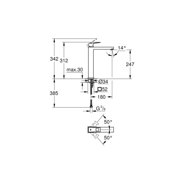 Grohe Eurocube Tek Kumandalı Lavabo Bataryası xl-Boyut - 23406AL0