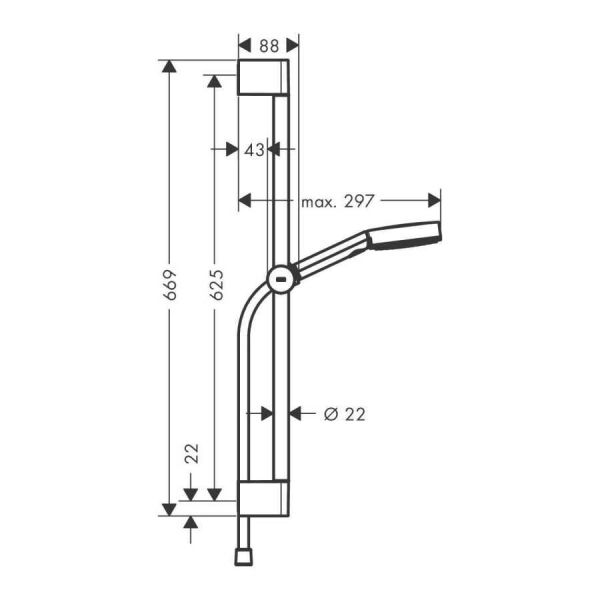 Hansgrohe Pulsify Select S Duş Seti 105 3jet Relaxation, 65 cm duş barı ile - 24160000