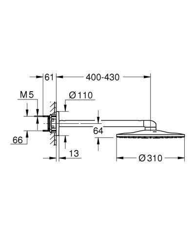 Grohe Rainshower Smartactive 310 Tepe Duşu Seti 430 mm, 2 Akışlı - 26475DL0