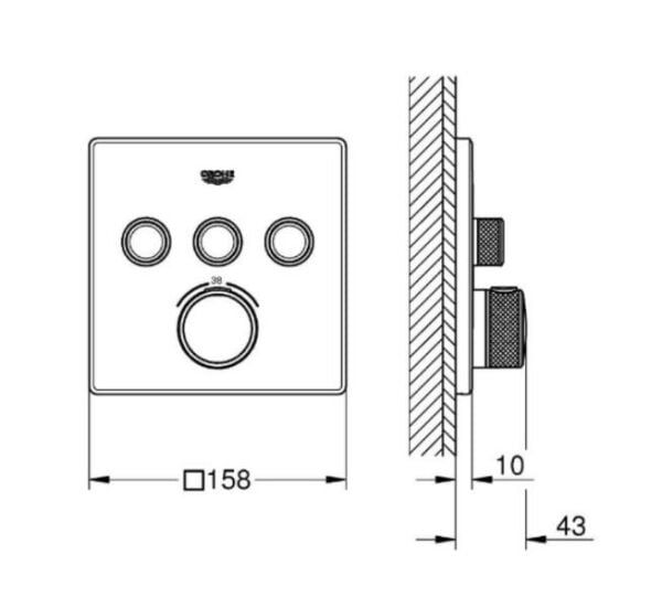 Grohe SmartControl Akış Kontrollü Ankastre Termostatik Banyo Bataryası (3 Yollu, Sıva Üstü Grubu), Altın - 29126GL0