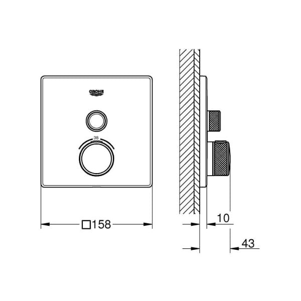 Grohe Grohtherm SmartControl Tek valfli akış kontrollü, ankastre termostatik duş bataryası - 29123DL0