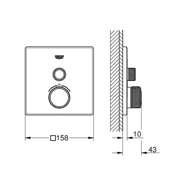 Grohe Grohtherm SmartControl Tek valfli akış kontrollü, ankastre termostatik duş bataryası - 29123DL0