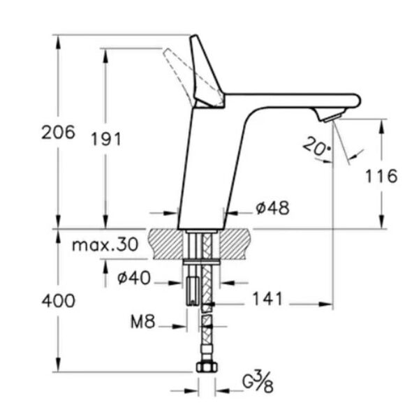 VitrA Memoria A42329 Lavabo Bataryası Krom