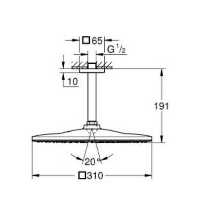 Grohe Rainshower Mono 310 Cube Tepe duşu seti 142 mm, tek akışlı - 26566A00