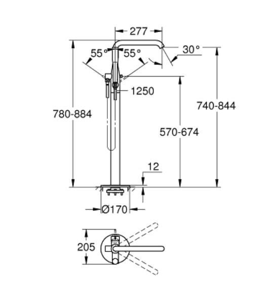 Grohe Essence Yerden Küvet Bataryası - 23491DL1