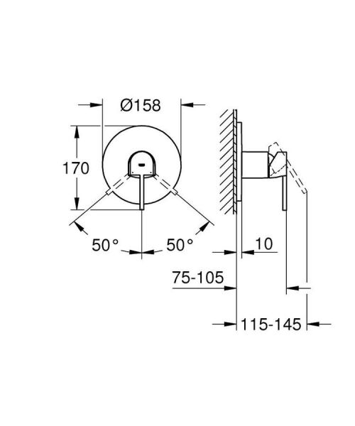 Grohe Plus Ankastre Duş Bataryası 1 çıkışlı- 24059003