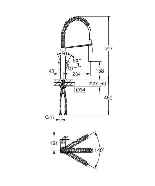 Grohe Eurocube Tek Kumandalı Eviye Bataryası - 31395DC0