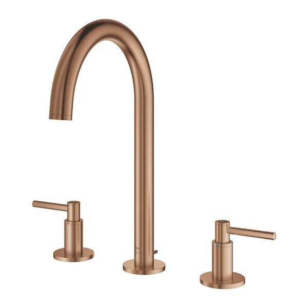 Grohe Atrio 3 Delikli Ankastre Lavabo Bataryası, Sifon Kumandalı, Fırçalı Bakır - 20649DL0