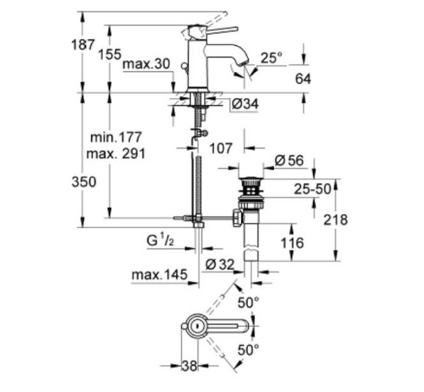Grohe Bauclassic Tek Kumandalı Lavabo Bataryası (32862000)