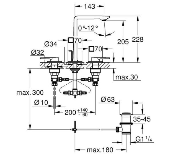 Grohe Allure 3 Delikli Lavabo Bataryası 1/2'' M-Boyut - 20188AL1
