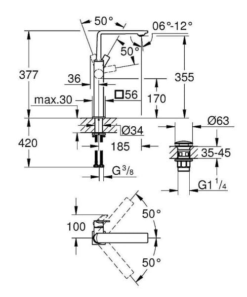 Grohe Allure Tezgah Üstü Lavabo Bataryası, Fırçalı Sert Grafit - 23403AL1