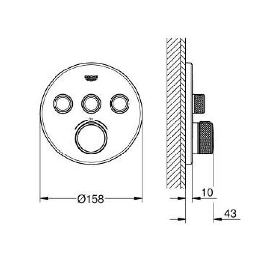 Grohe Grohtherm SmartControl Üç Valfli Akış Kontrollü, Ankastre Termostatik Duş Bataryası - 29508KF0