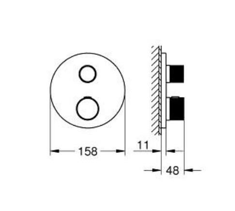 Grohe Atrio Private Collection Entegre kapatma/yönlendirme vanası ve düğmeli 2 çıkışlı termostatik duş bataryası - 24396AL0