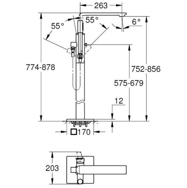 Grohe Allure Yerden Küvet Bataryası - 25222GN1
