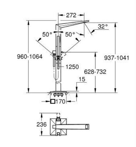 Grohe Allure Brilliant Yerden Küvet Bataryası - 24422000