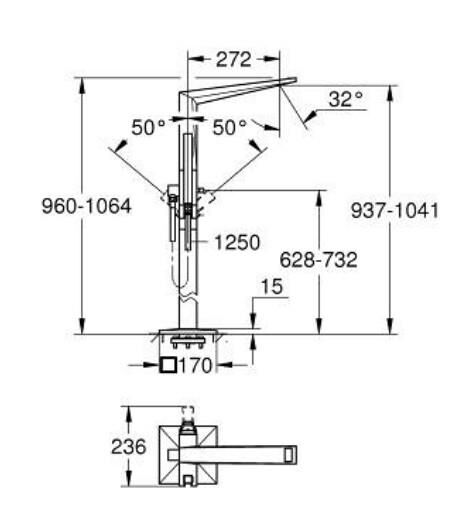 Grohe Allure Brilliant Yerden Küvet Bataryası - 24422AL0