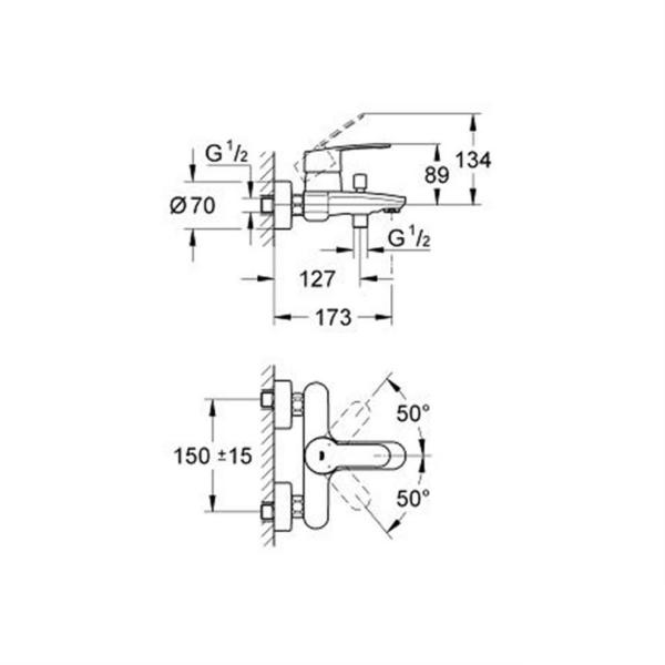 Grohe Eurostyle Cosmopolitan Tek Kumandalı Banyo Bataryası - 33591002