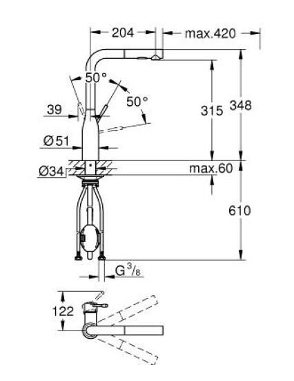 Grohe Essence Tek Kumandalı Eviye Bataryası - 30504KF0