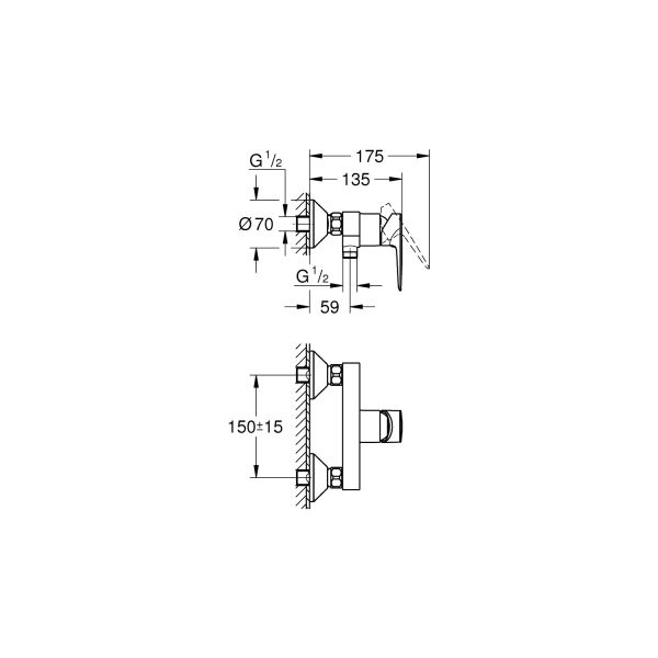 Grohe Bauedge Tek Kumandalı Duş Bataryası 23636001