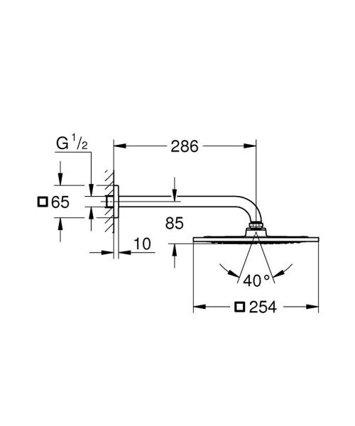 Grohe Rainshower F-Series 10'' 254 X 254 Tepe Duşu Seti 275 mm, 1 akışlı-26070000