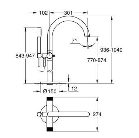 Grohe Atrio Private Collection Yerden Küvet Bataryası - 25229GL0