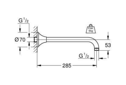 Grohe Rainshower Grandera Duş Kolu 286 MM - 26900IG0